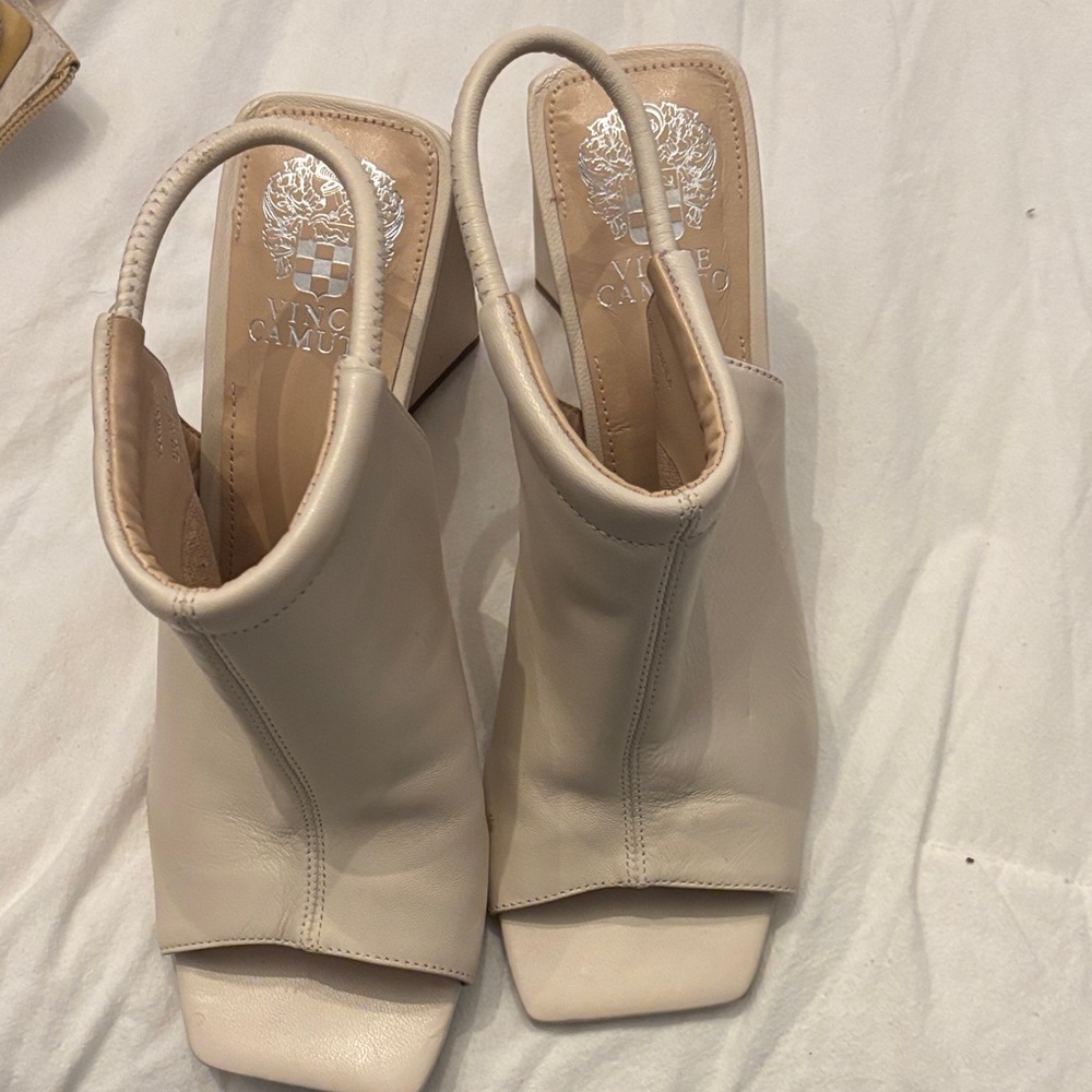 Vince Camuto Cream Open-Toe Heels